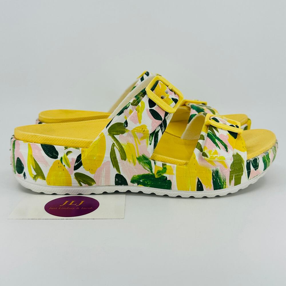 Dansko Women's Kandi Lemons Yellow EVA Comfort Slide Sandals Size 39 EU/8.5-9 US